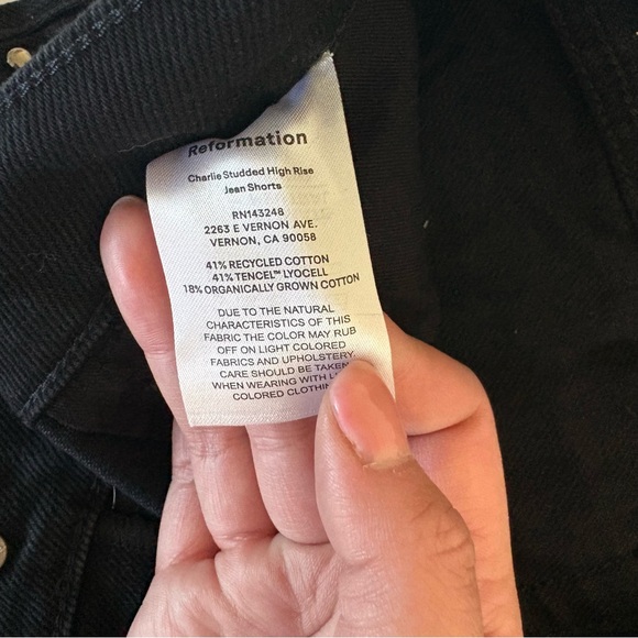 Reformation Charlie Jean Shorts Black Studded High Rise Denim - Picture 6 of 6